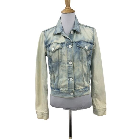 3x1 NYC Denim Jacket Womens S Small Acid Wash Cotton Tie Dye White Buttons - Picture 1 of 12